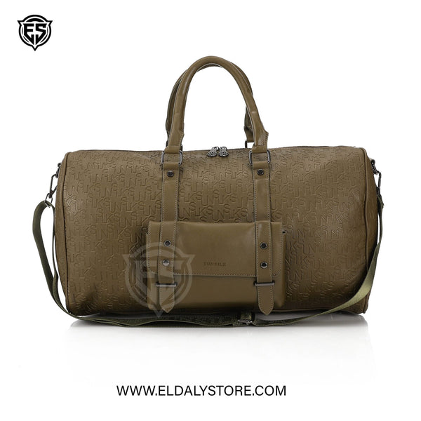 SUNSILK Premium Embossed Monogram Travel Duffle Bag – Olive Green