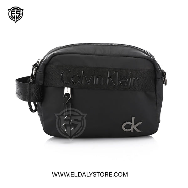 Calvin Klein Jeans Black Crossbody Bag with Embossed Logo Strap