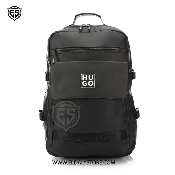 HUGO BOSS Matte Black Tech-Utility Backpack with Sternum Strap