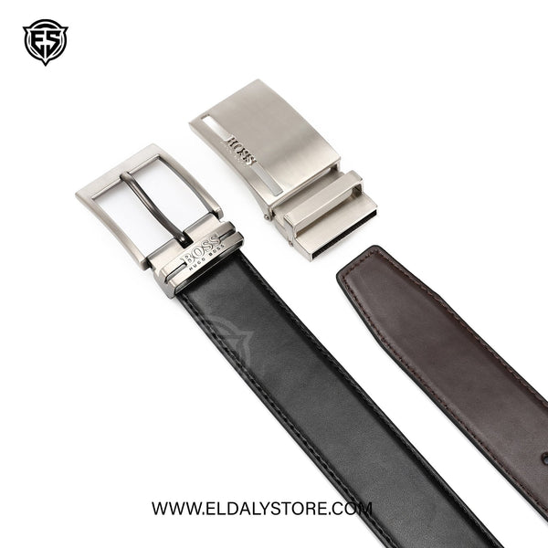 Hugo Boss Reversible Leather Belt Set with Interchangeable Buckles