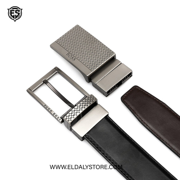 Hugo Boss Reversible Leather Belt Set with Interchangeable Buckles