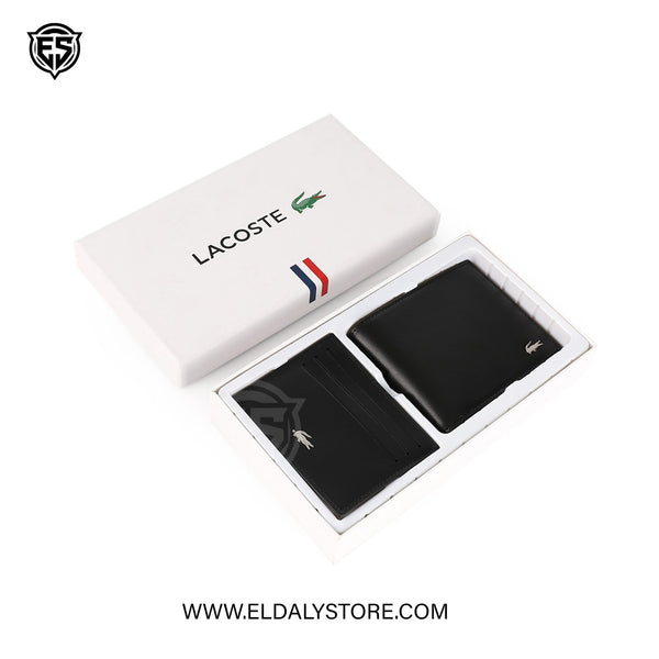 Lacoste Men’s Leather Bi-Fold Wallet & Card Holder Set