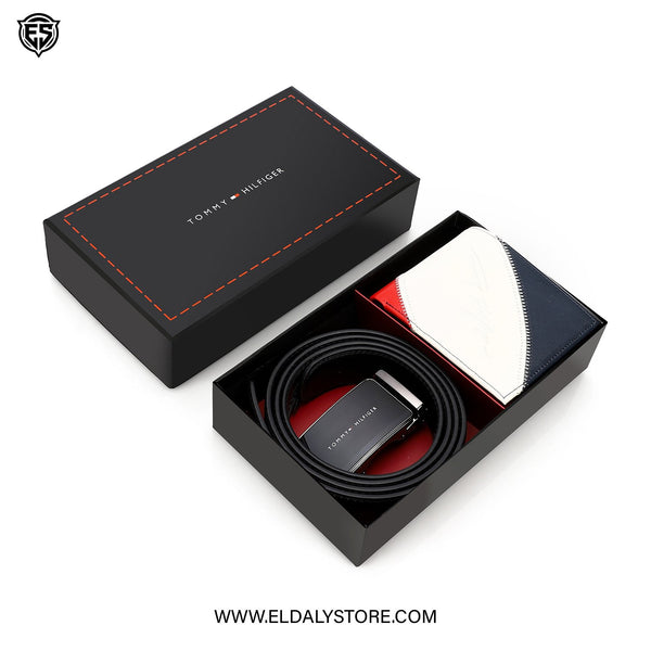 Tommy Hilfiger Signature Leather Belt & Trifold Wallet Accessory Set