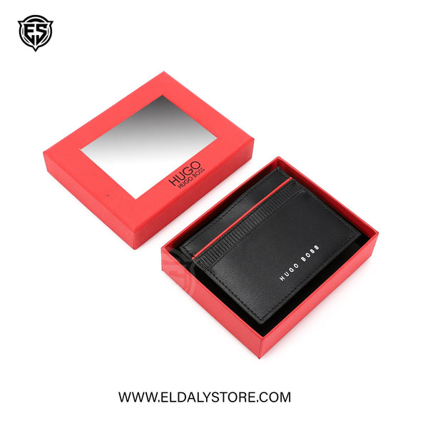 HUGO BOSS Saffiano Leather Bifold Wallet with Textured Panel