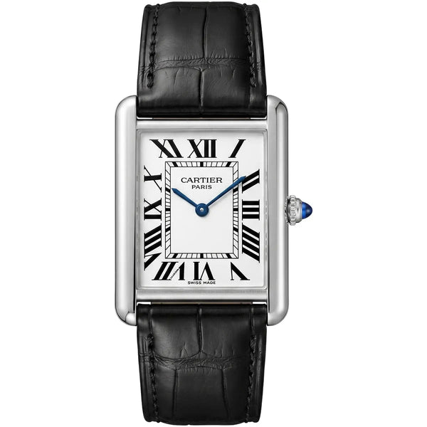 Cartier Men’s Rectangular Silver-White Dial Watch