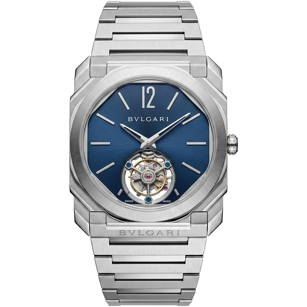 Bvlgari Men’s Octo Blue Dial Tourbillon-Style Watch