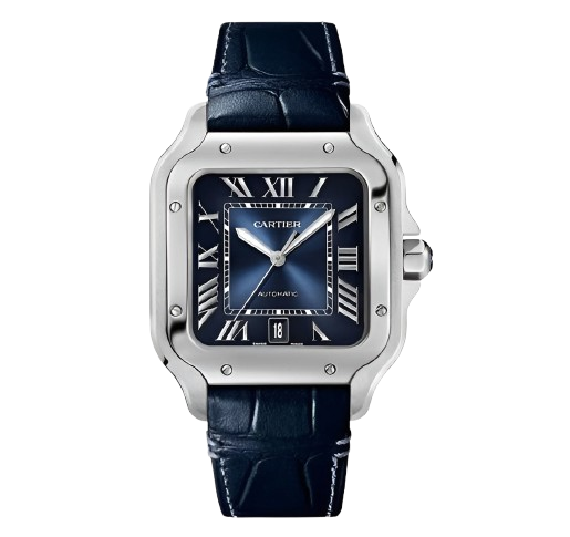 Cartier Santos Men’s leather strap Blue Dial 40mm