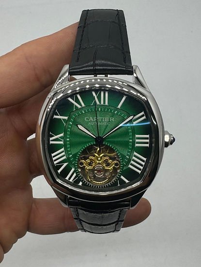 Cartier Drive 42mm Tourbillon Steel – Green Dial – Leather Strap