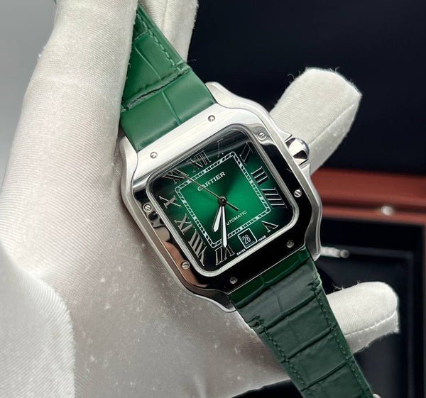 Cartier Santos Men’s leather strap Green Dial 40mm