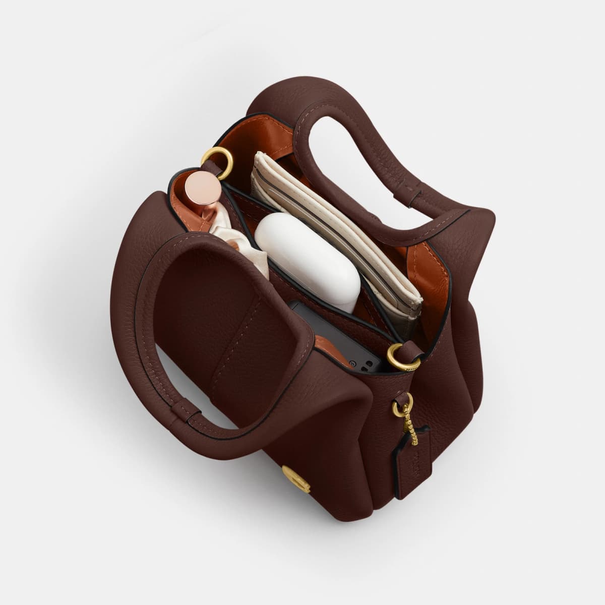 Coach Lana Shoulder Bag in Brass_Maple - Polished pebble leather handbag by Coach at Eldaly - Thumbnail 4