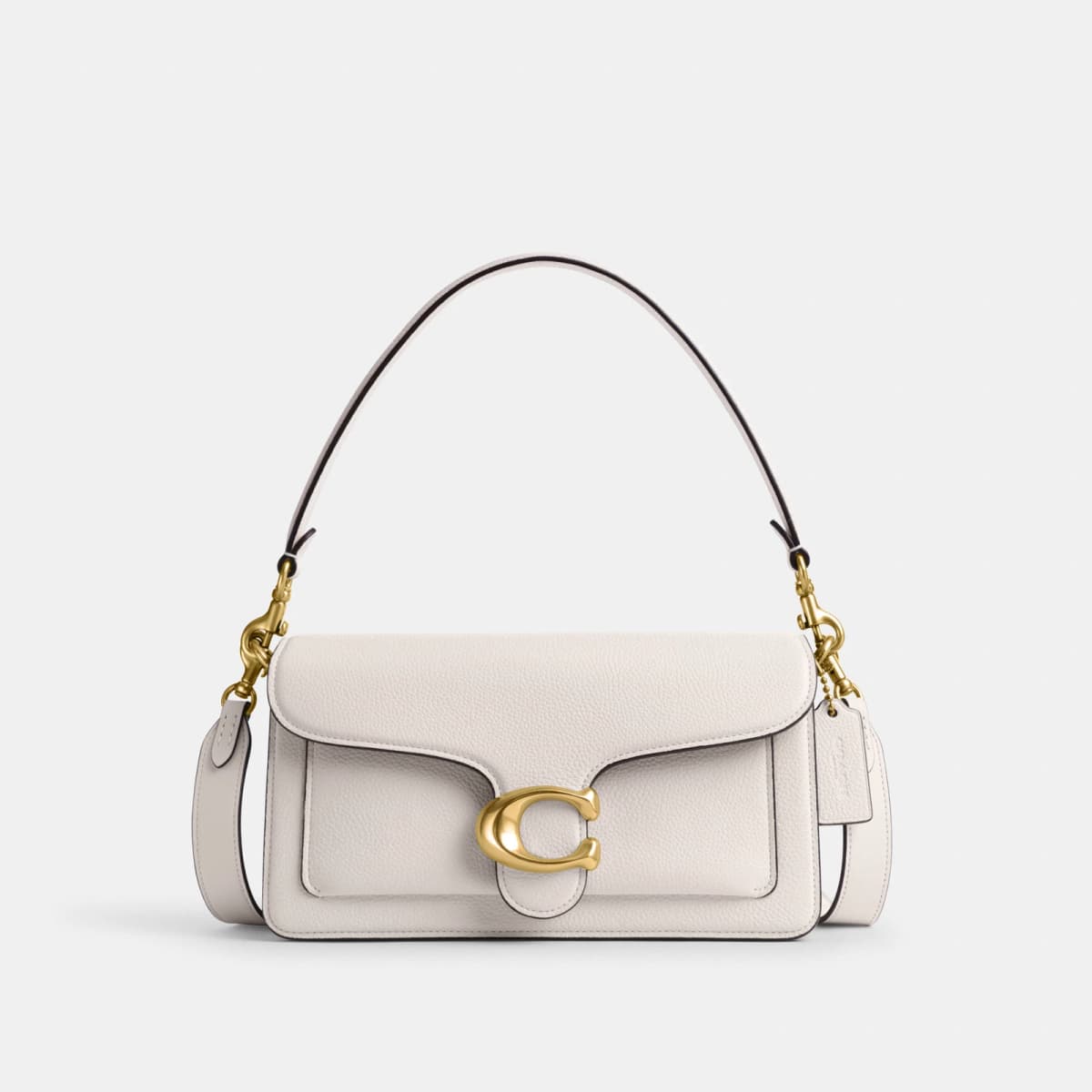 Coach Tabby Shoulder Bag 26 in Brass/Chalk - Front View - Eldaly