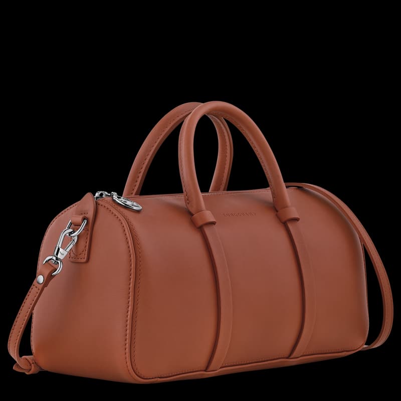 Longchamp Daylong M Handbag in Cognac color, front view, Eldaly - Thumbnail 4