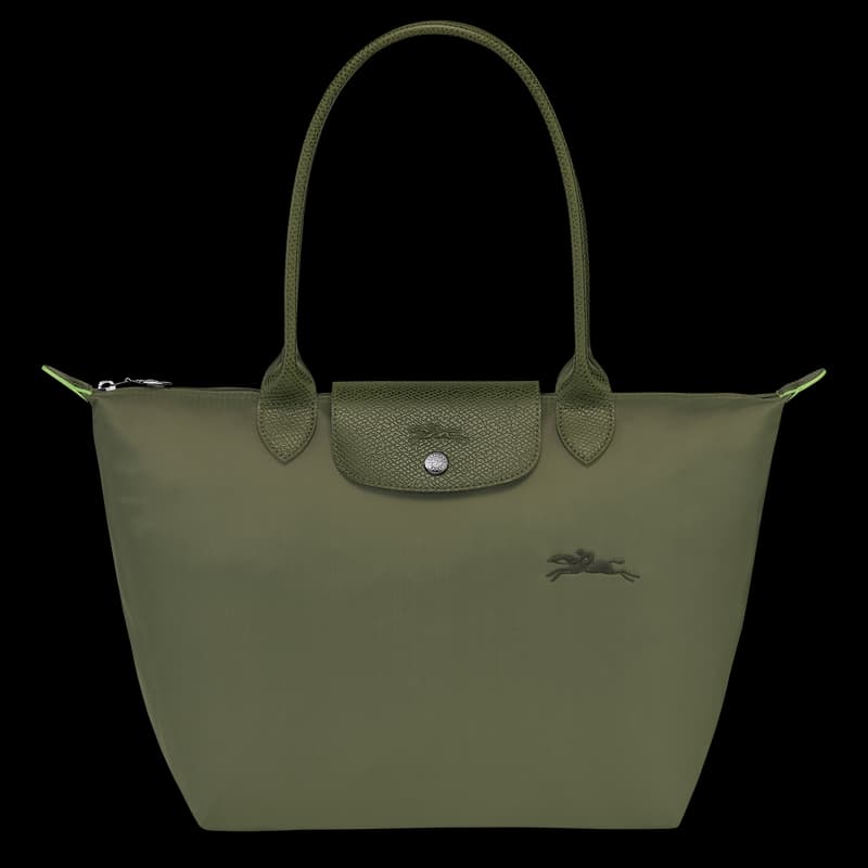 Longchamp Le Pliage Green M Tote Bag - Front view on Eldaly