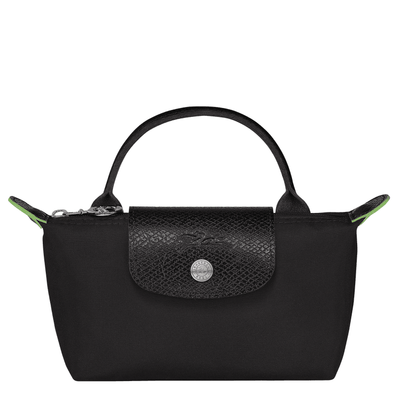 Longchamp Le Pliage Green Pouch with handle in Black - Eldaly