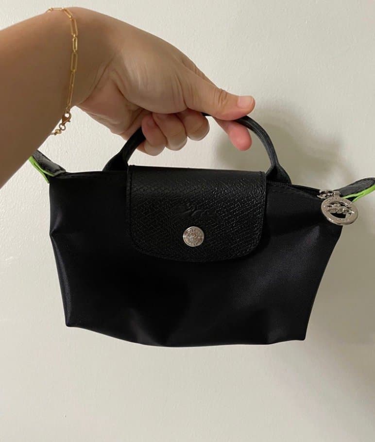 Longchamp Le Pliage Green Pouch with handle in Black - Eldaly - Thumbnail 8
