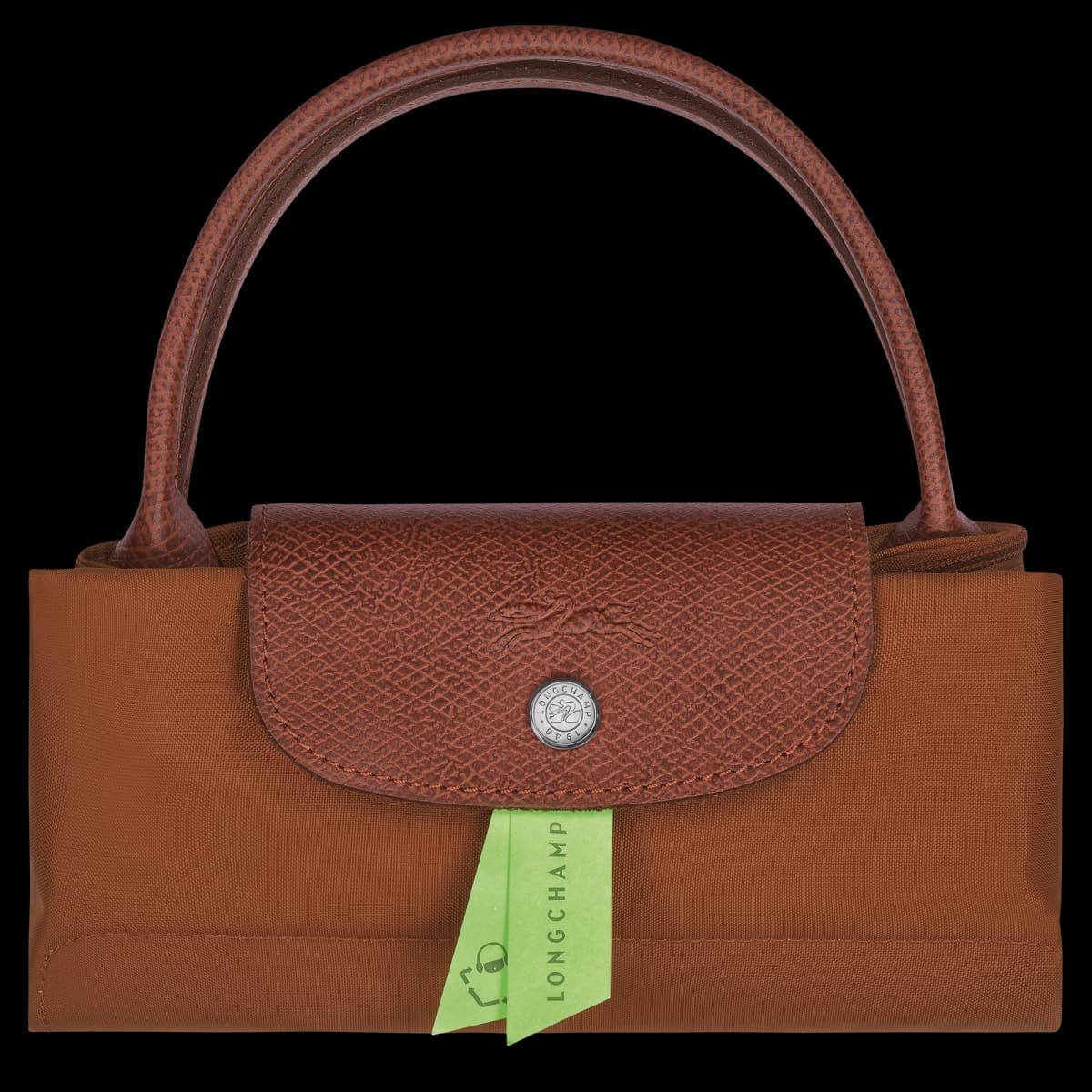 Longchamp Le Pliage Green S Handbag - Front view on a white background - Thumbnail 7