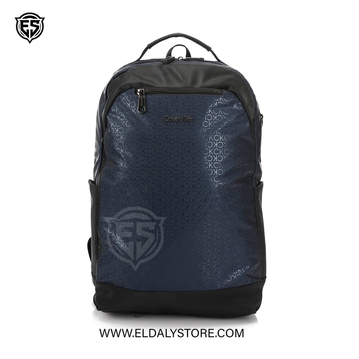 Calvin Klein Monogram Print Navy Backpack - Front View