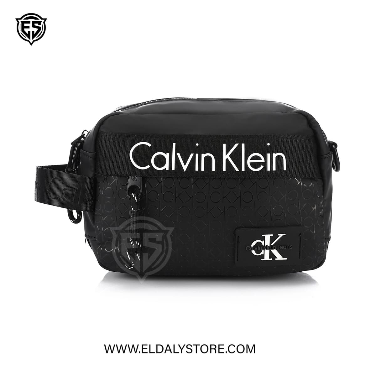 Calvin Klein Jeans Black Monogram Crossbody Bag - Front View