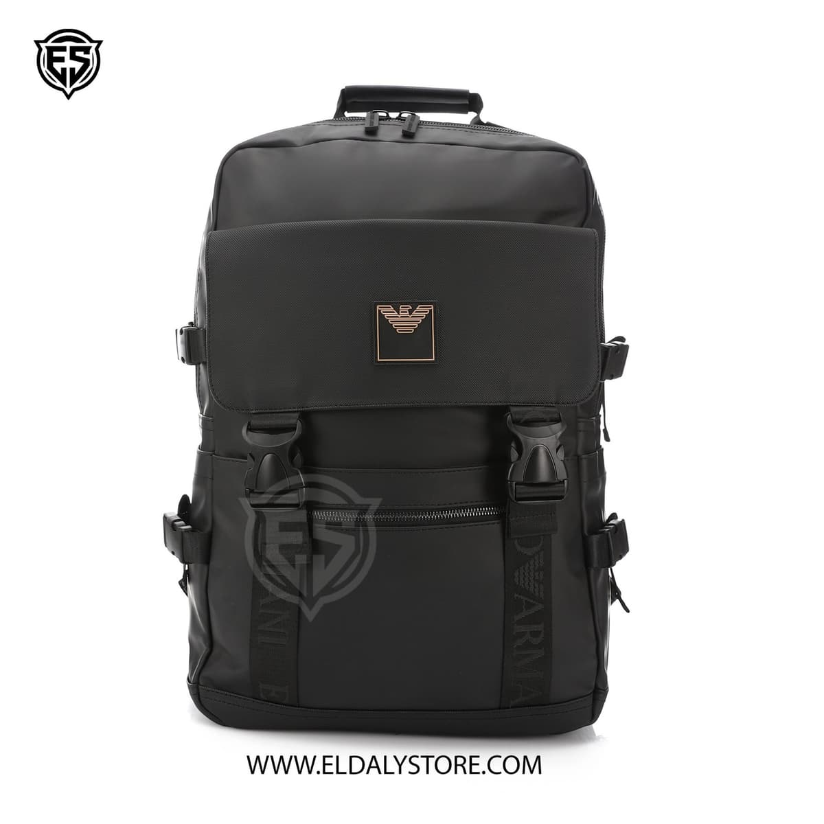 Emporio Armani EA7 Matte Black Technical Flap Backpack - Eldaly