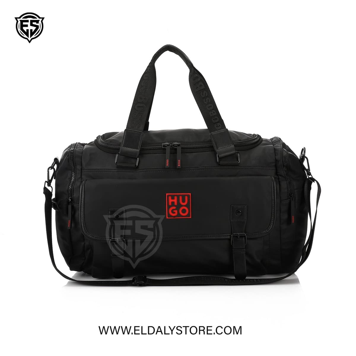 HUGO BOSS Black Modern Utility Duffle Bag - Front View