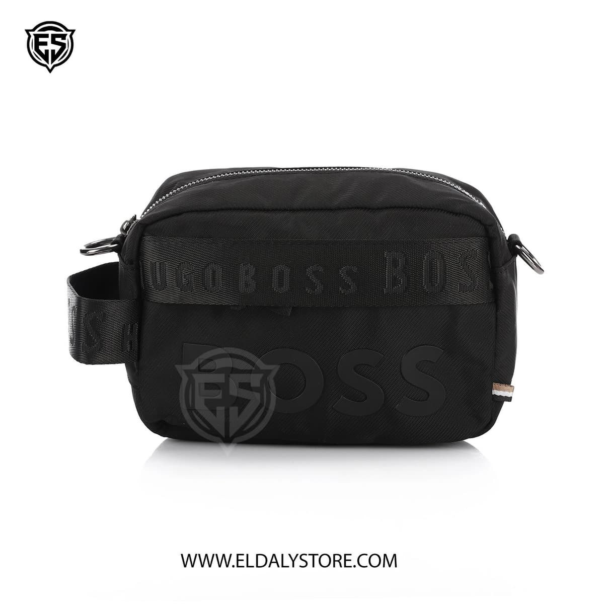 BOSS Hugo Boss Black Nylon Crossbody Messenger Bag - Front View - Eldaly