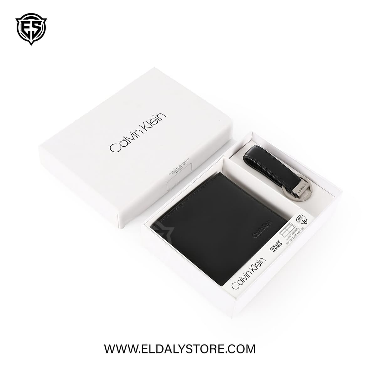 Calvin Klein RFID Protected Genuine Leather Bifold Wallet & Key Fob Set