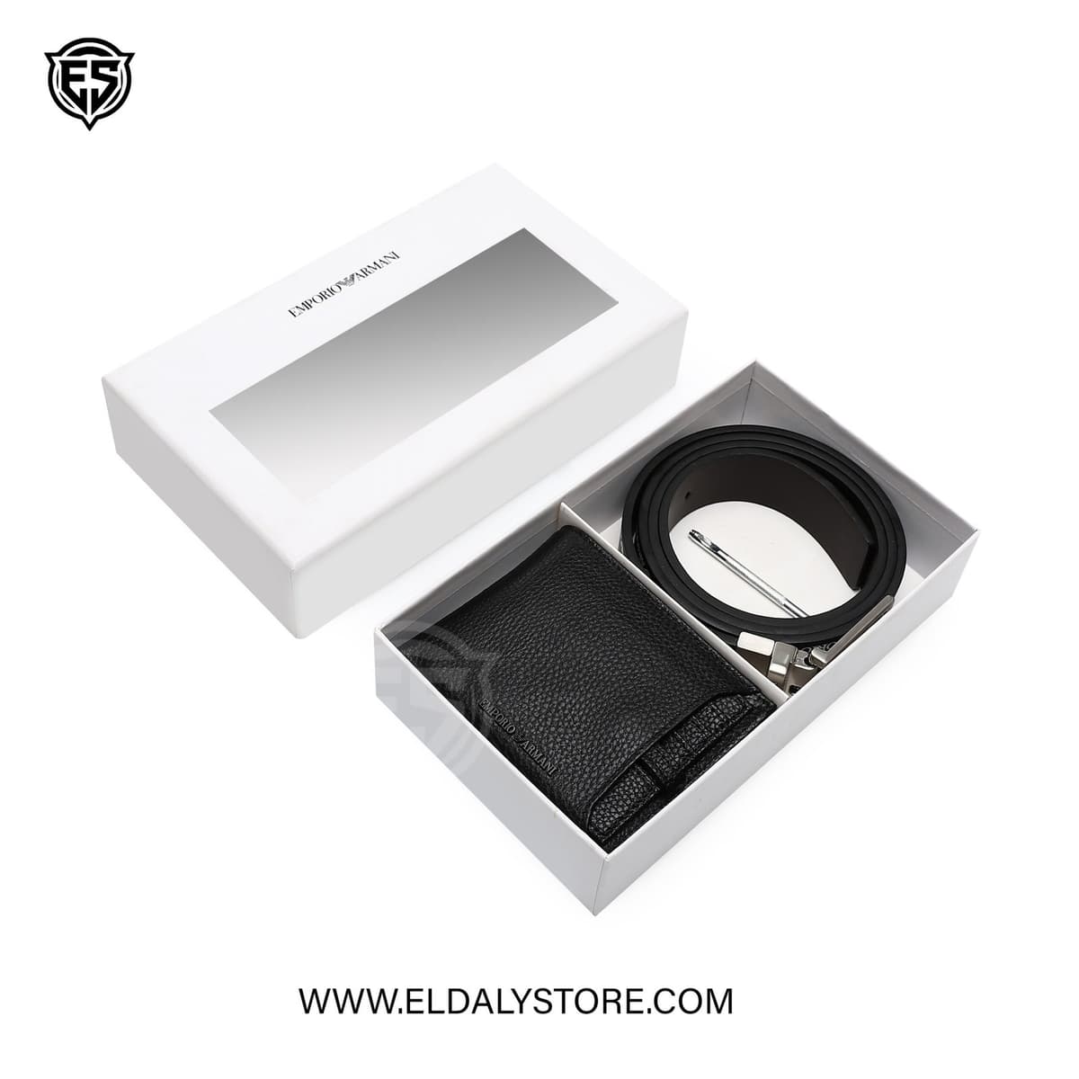 Emporio Armani Men’s Leather Belt & Wallet Set