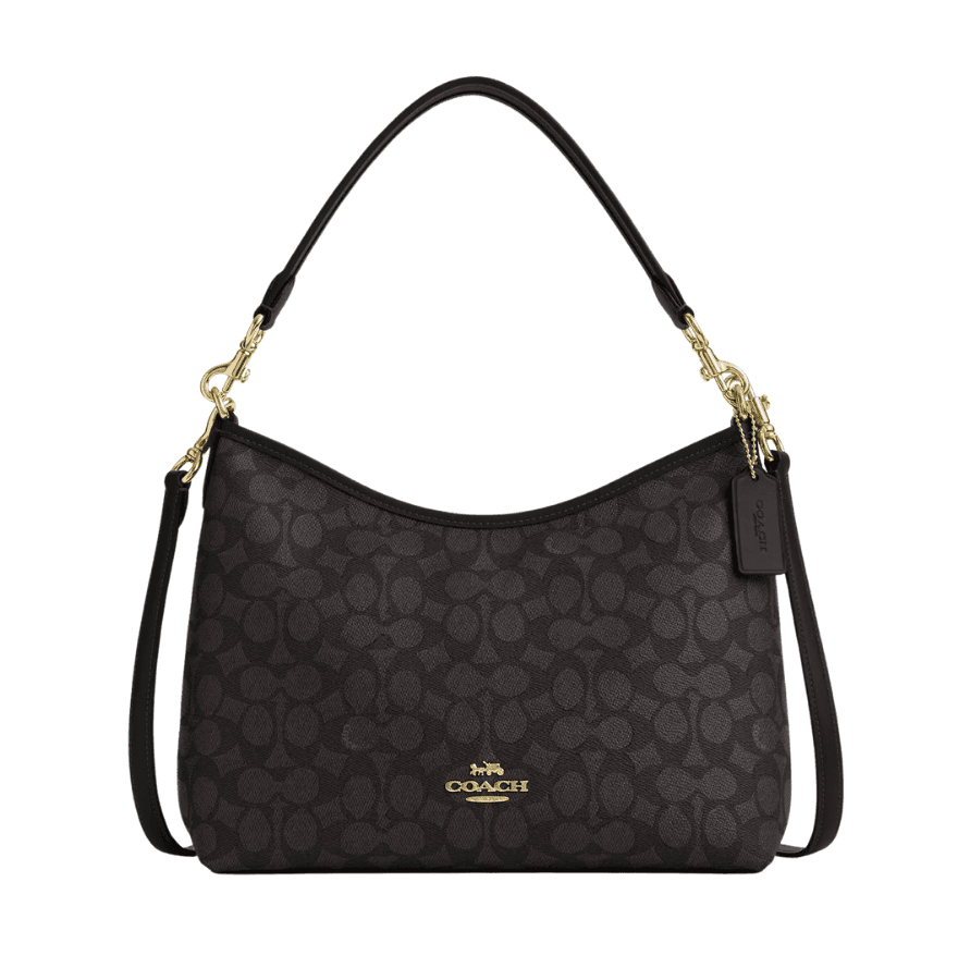 Coach Laurel Shoulder Bag In Signature Canvas Walnut Black