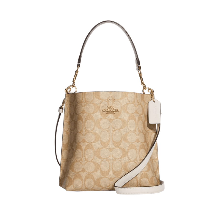 Coach Mollie Bucket Bag 22 In Signature Canvas Light Khaki Chalk