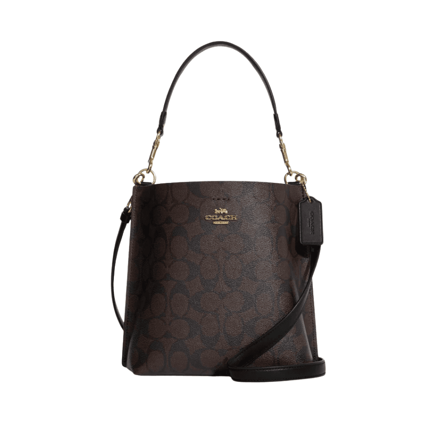 Coach Mollie Bucket Bag 22 In Signature Canvas Brown Black