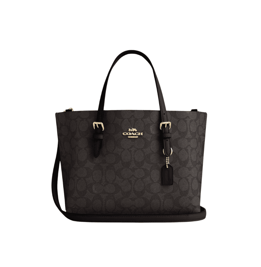 Coach Mollie Tote Bag 25 In Signature Canvas Walnut Black