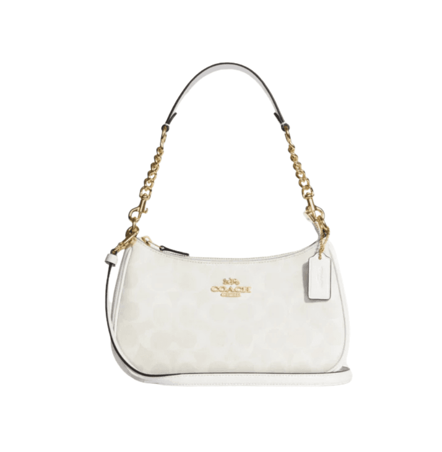 Coach Teri Shoulder Bag In Signature Canvas Chalk Glacierwhite