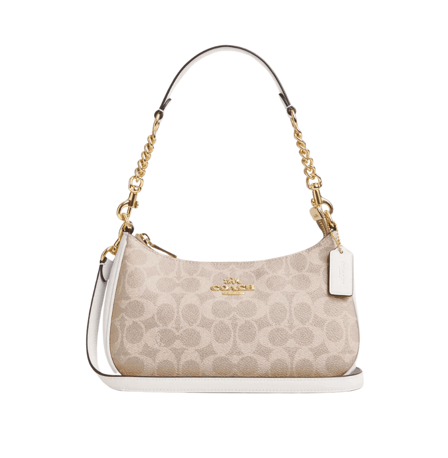 Coach Teri Shoulder Bag In Signature Canvas Sand White