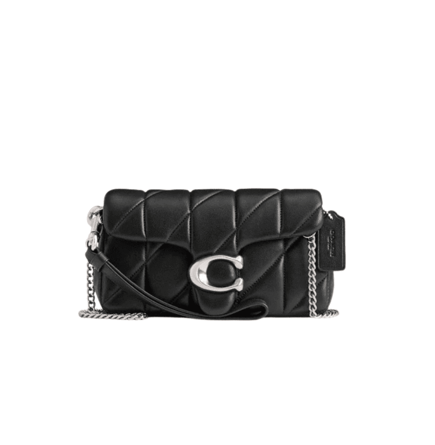 Tabby Shoulder Bag 20 With Pillow Quilting leather Black Silver