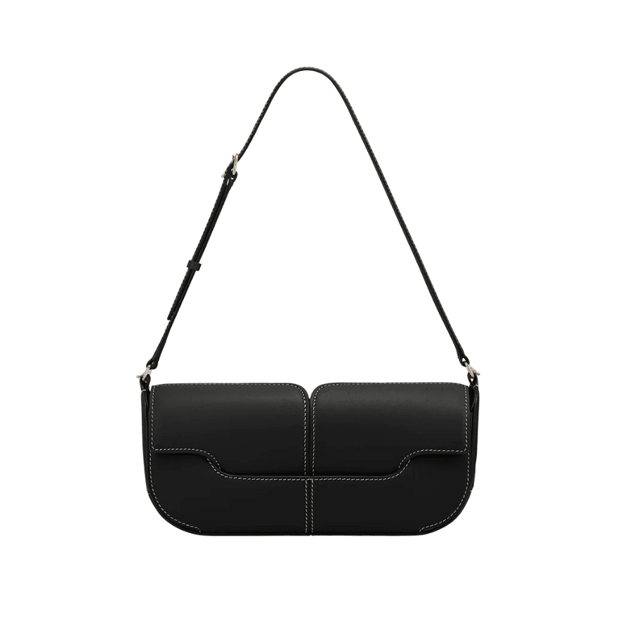 Polène Osmo Edition Smooth Black with Ecru Stitching