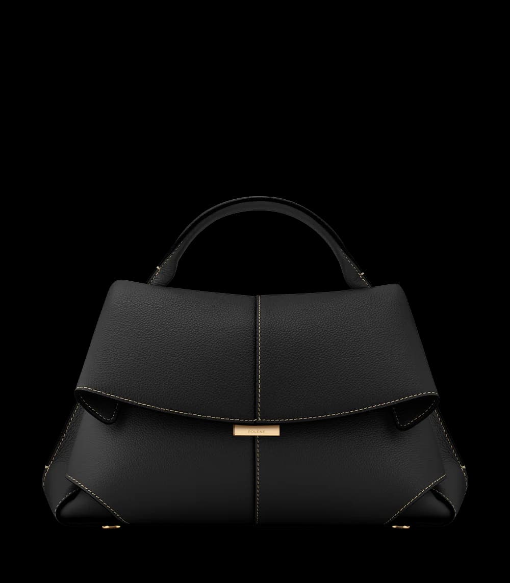 Polène Mokki Edition Textured Black with Ecru Stitching