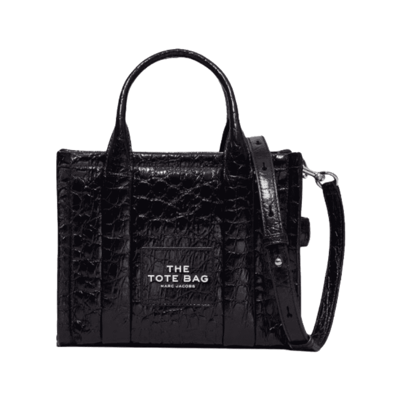 Marc Jacobs The Croc-Embossed Small Tote Bag – Black