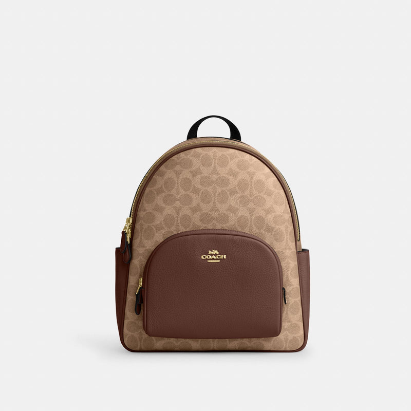 Court Backpack In Signature Canvas (Gold_Tan_Brown)