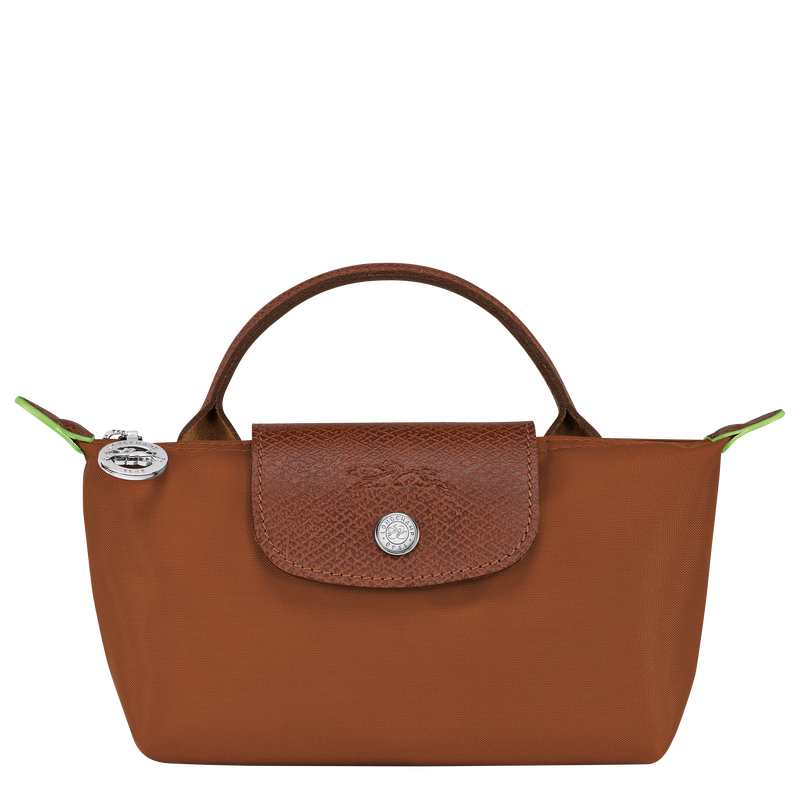 Le Pliage Green Pouch with handle Cognac