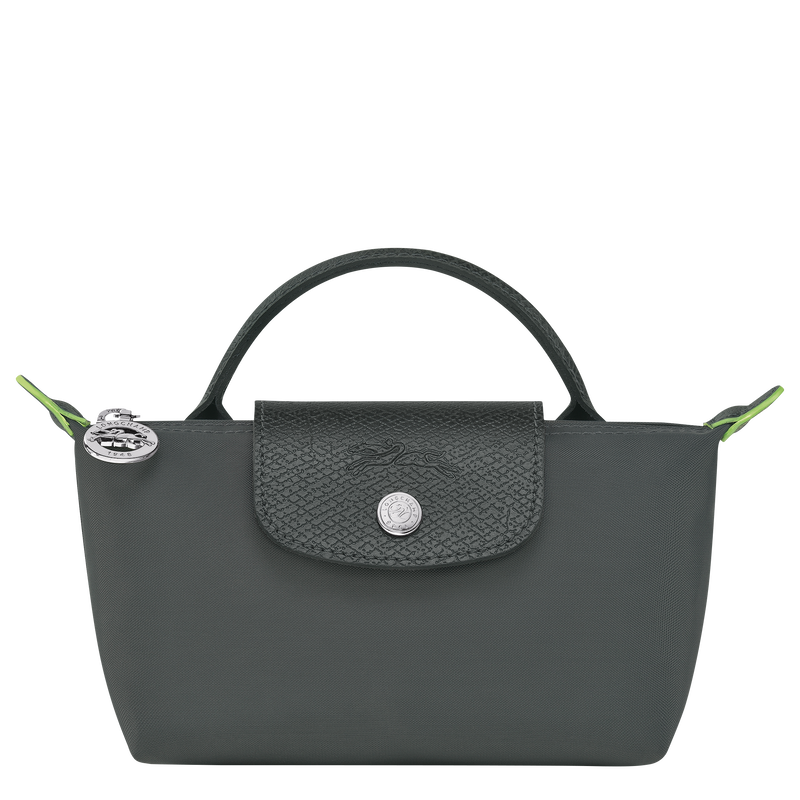 Le Pliage Green Pouch with handle Graphite