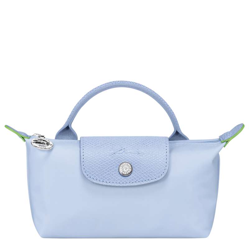 Le Pliage Green Pouch with handle Sky Blue