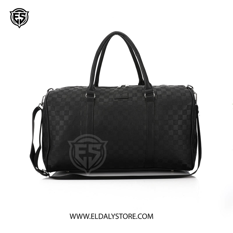 Louis Vuitton Damier Infini Keepall Bandoulière – Matte Black Luxury Duffle Bag