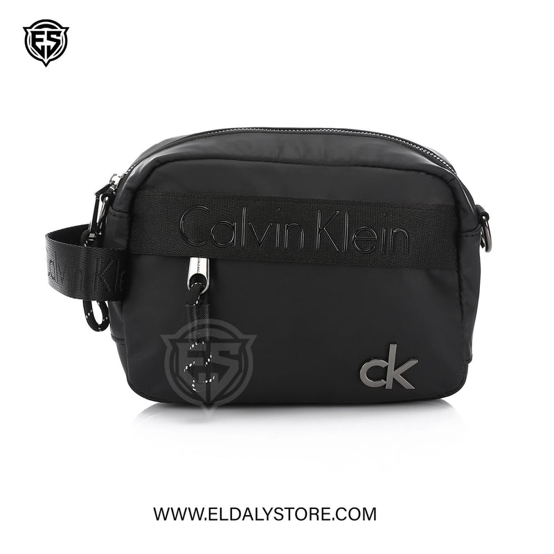 Calvin Klein Jeans Black Crossbody Bag with Embossed Logo Strap