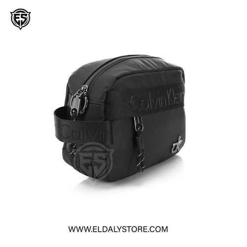 Calvin Klein Jeans Black Crossbody Bag with Embossed Logo Strap