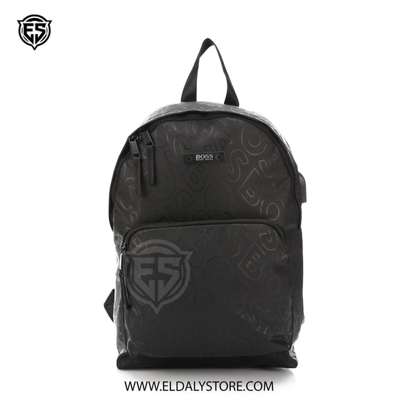Hugo Boss Monogram Nylon Backpack with Integrated USB & Audio Port