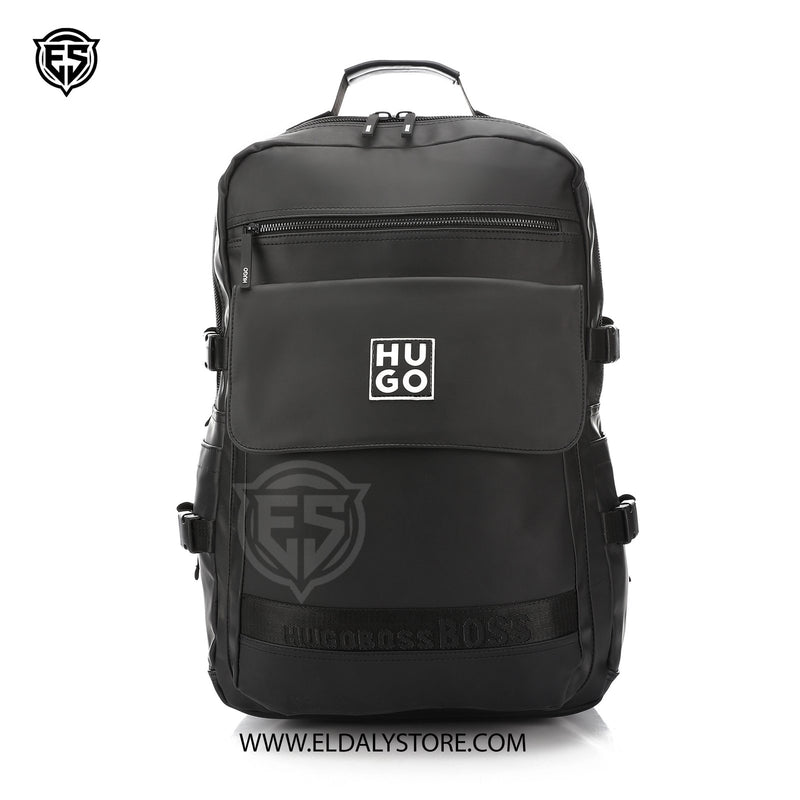 HUGO BOSS Matte Black Tech-Utility Backpack with Sternum Strap
