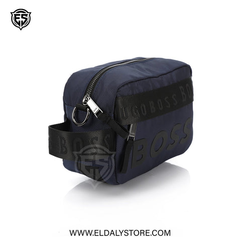 BOSS Men’s Navy Blue Crossbody Reporter Bag with Logo Detailing