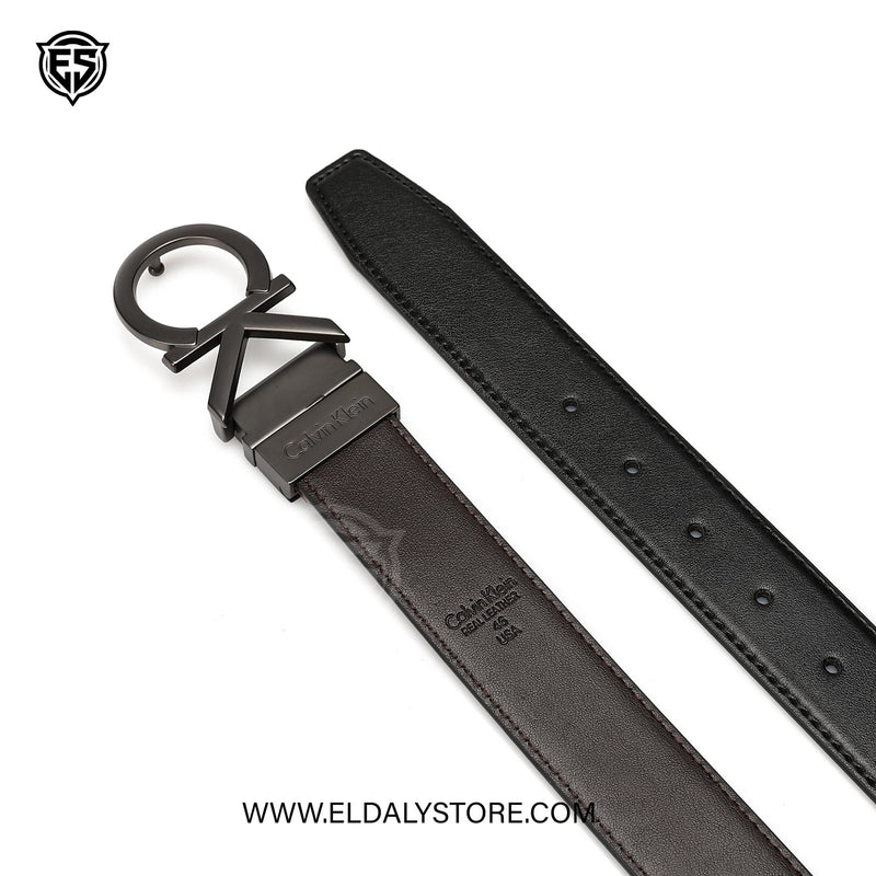 Calvin Klein Men’s Reversible Leather Belt with CK Monogram Buckle