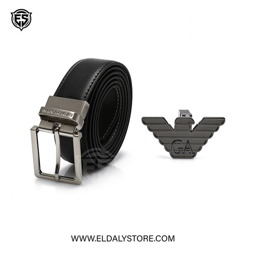Emporio Armani Reversible Leather Belt Set with Interchangeable Buckles