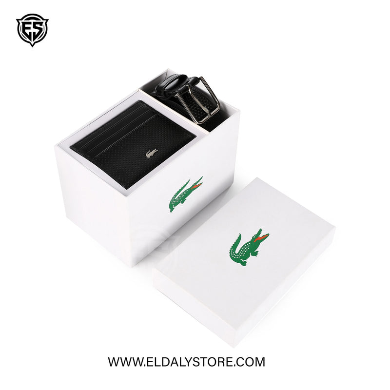 Lacoste Men’s Leather Belt & Card Holder Set